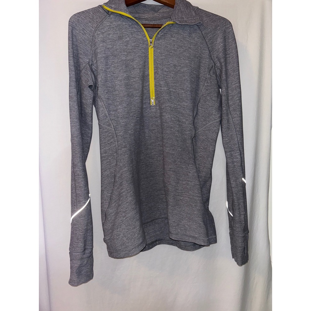 Lululemon Half Zip Pullover Long Sleeve Running Top Gray Thumbholes